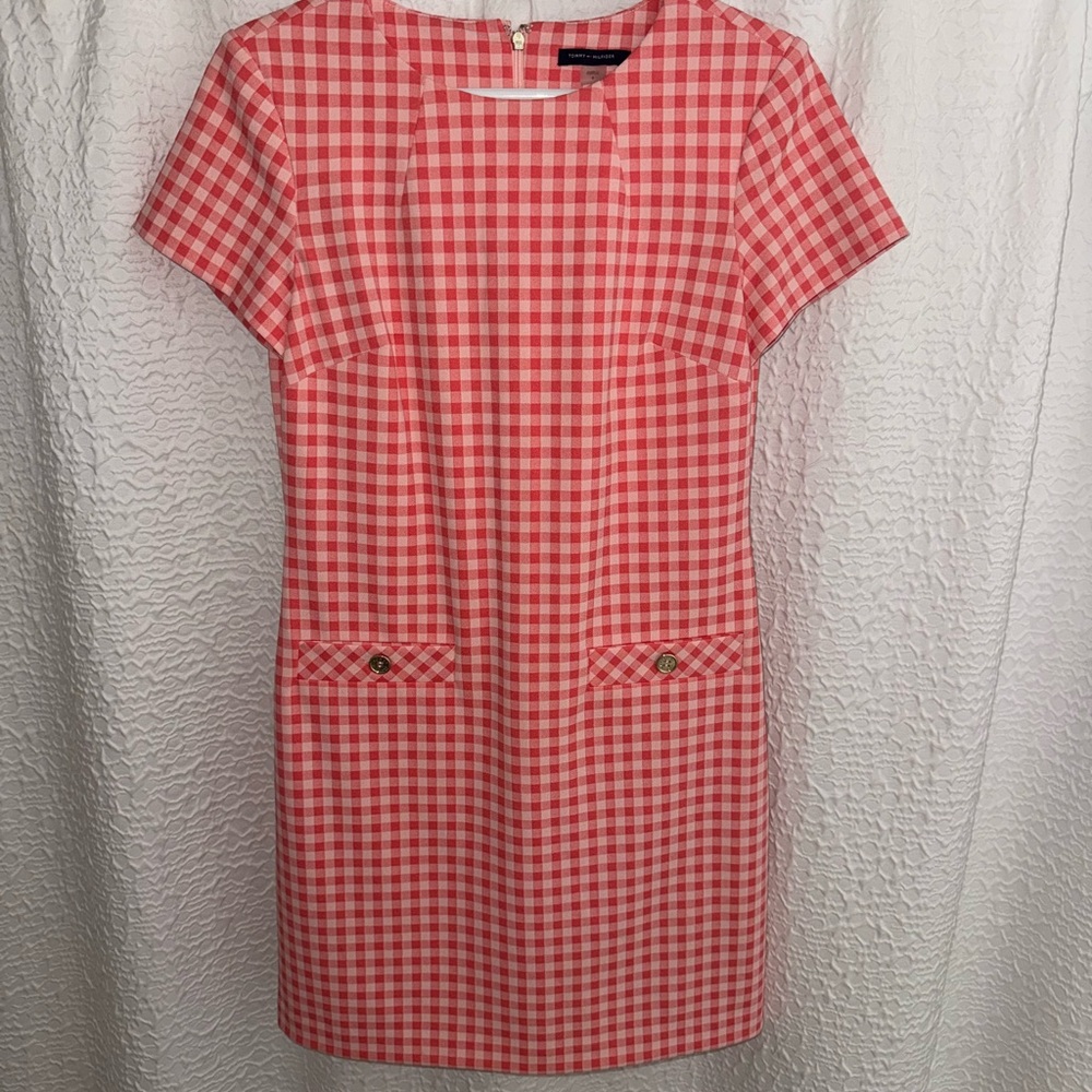 Tommy Hilfiger Red and White Sheath Mini Dress